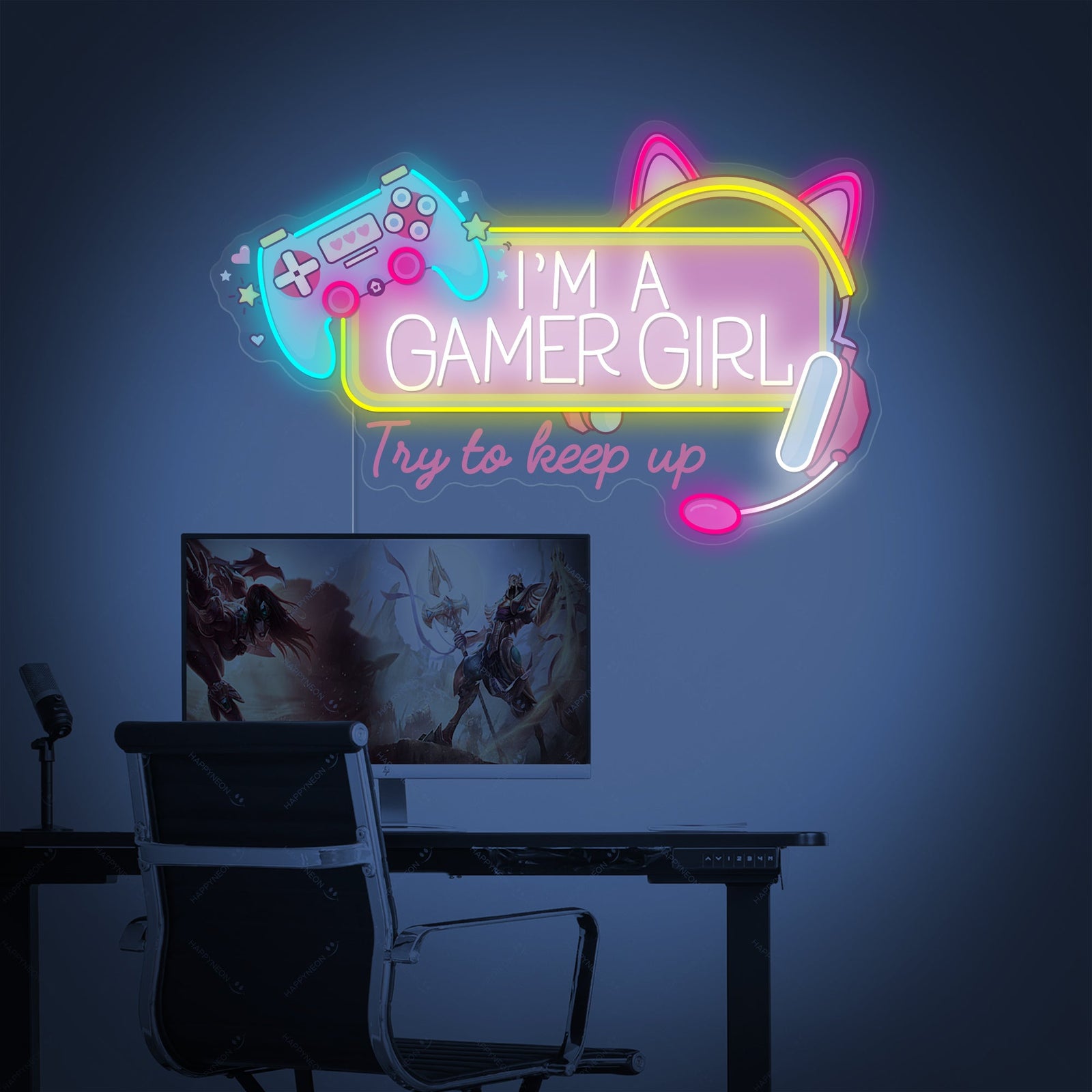 Gamer Girl Neon Sign, Girl Gaming Room Decor, Gaming Girl Wall Sign neon sign product image