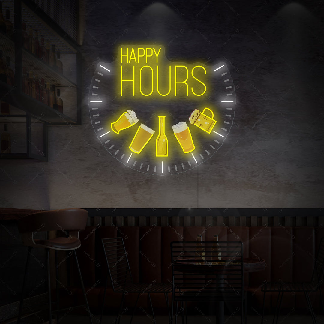 "Happy Hours" Neon Sign, Happy Hours Bar Neon Sign, Happy Hours LED Neon Light