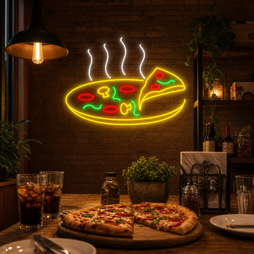 Hot Pizza Neon Sign, Pizza Slice Neon Sign, Pizza Neon Sign neon sign product image