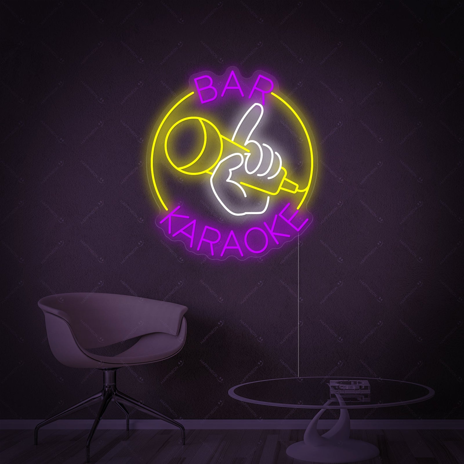 A detailed view of the 'Karaoke Bar' neon sign, showing the classic font and wiring, suitable for mounting.