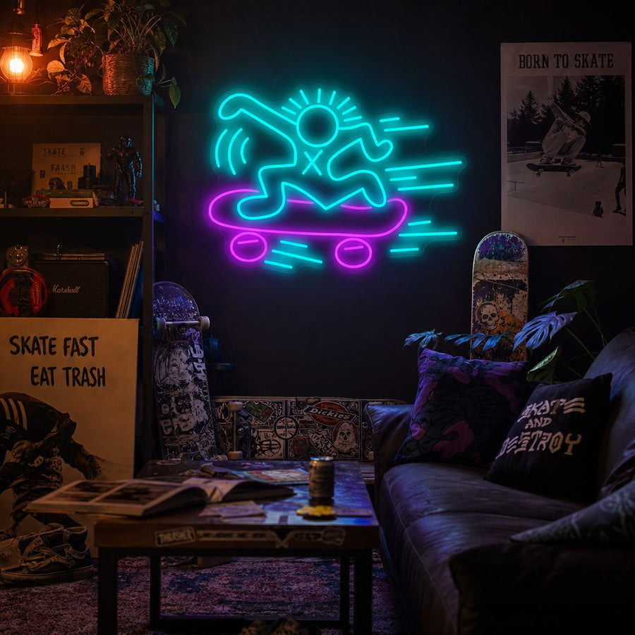 KH Skateboard Neon Sign, Skateboard Neon Art, Skateboard Wall Art neon sign product image