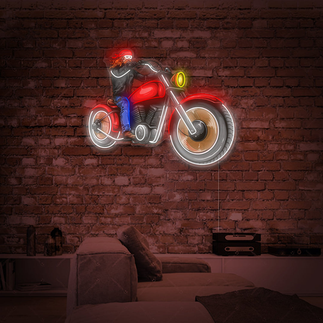 Motorbike Neon Sign, Motorcycle Wall Decor, Garage Wall Decor