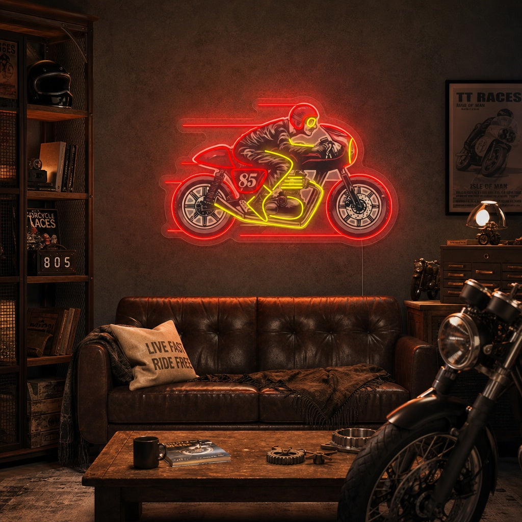 Motorcycle Neon Sign, Racer Neon Sign, Garage Neon Sign, Garage Wall Decor neon sign product image