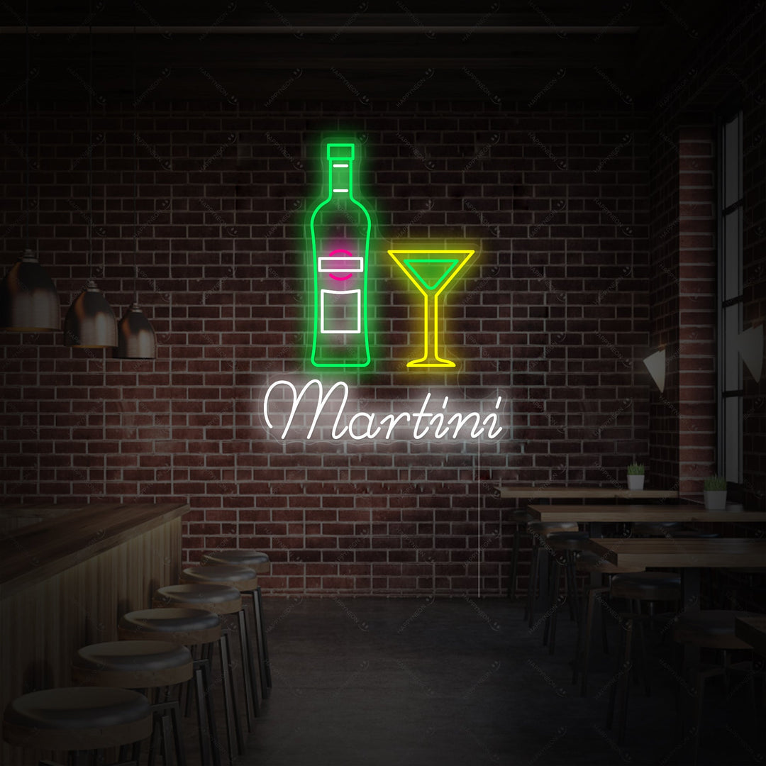 "Martini" Neon Sign, Martini Glass Neon Sign, Martini Bar Neon Sign