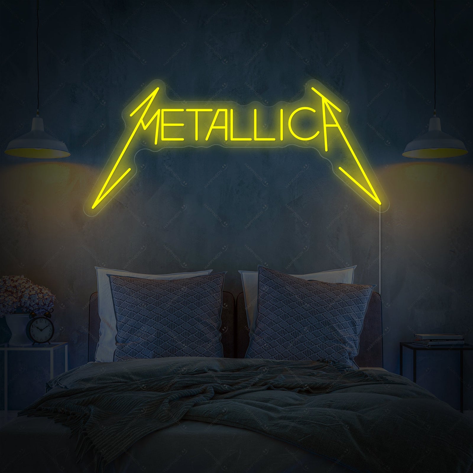 AI generated visualization of the glowing Metallica neon sign design.