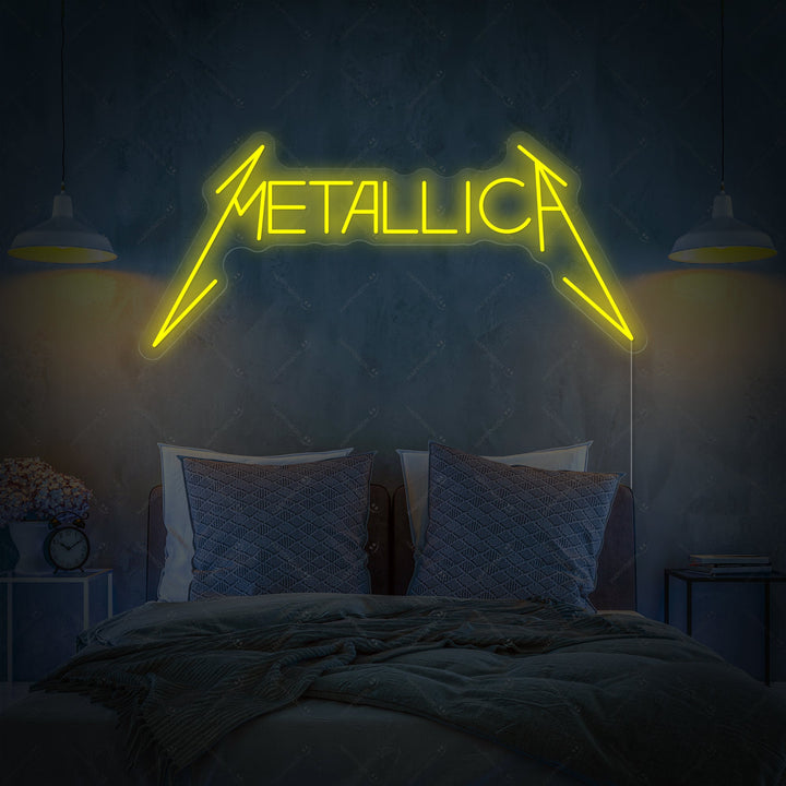 AI generated visualization of the glowing Metallica neon sign design.