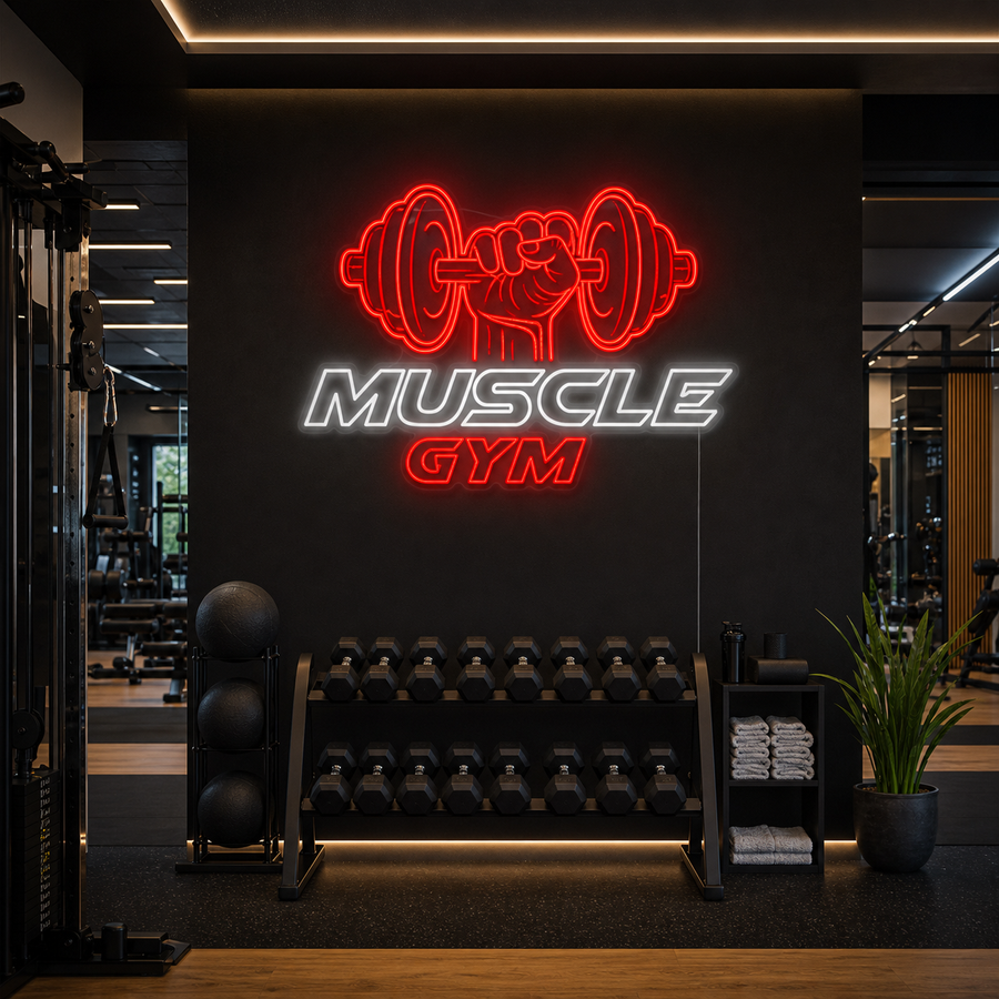 Muscle Gym Neon Sign, Gym Neon Sign, Gym Wall Decor, Gym Wall Sign neon sign product image
