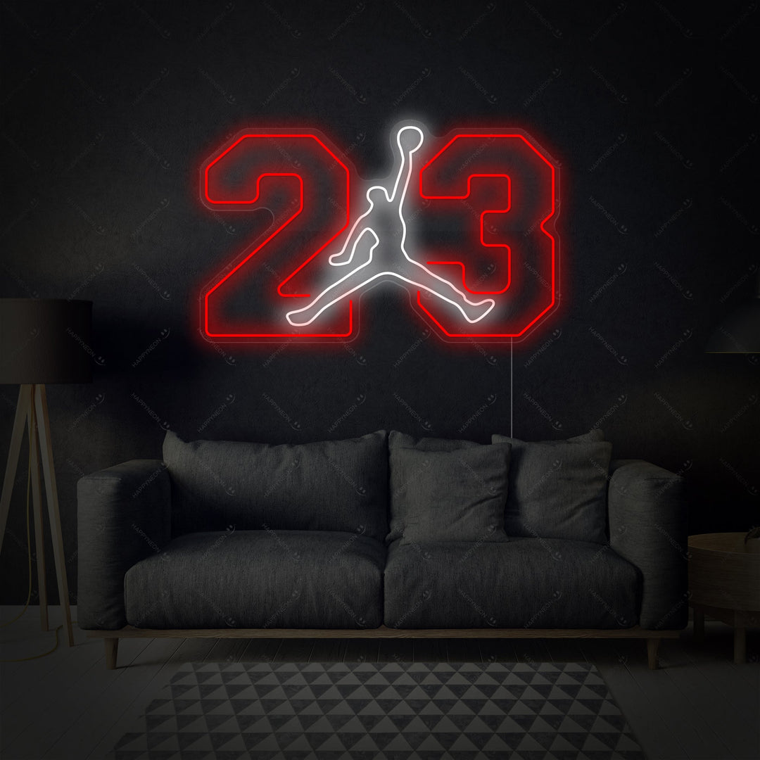 "No.23 Basketball Jordan" Neon Sign, Basketball Wall Art, Basketball Room Decor