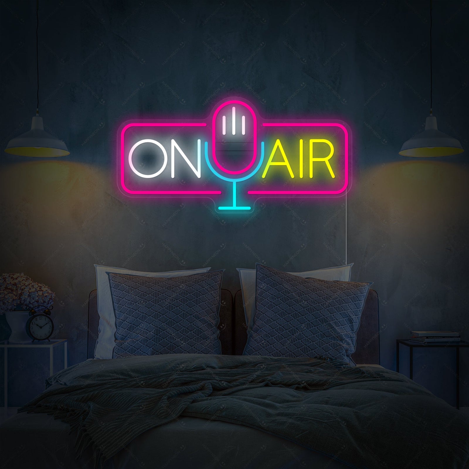 Detailed product shot of the unlit "On Air" neon sign, showing the construction and backing.
