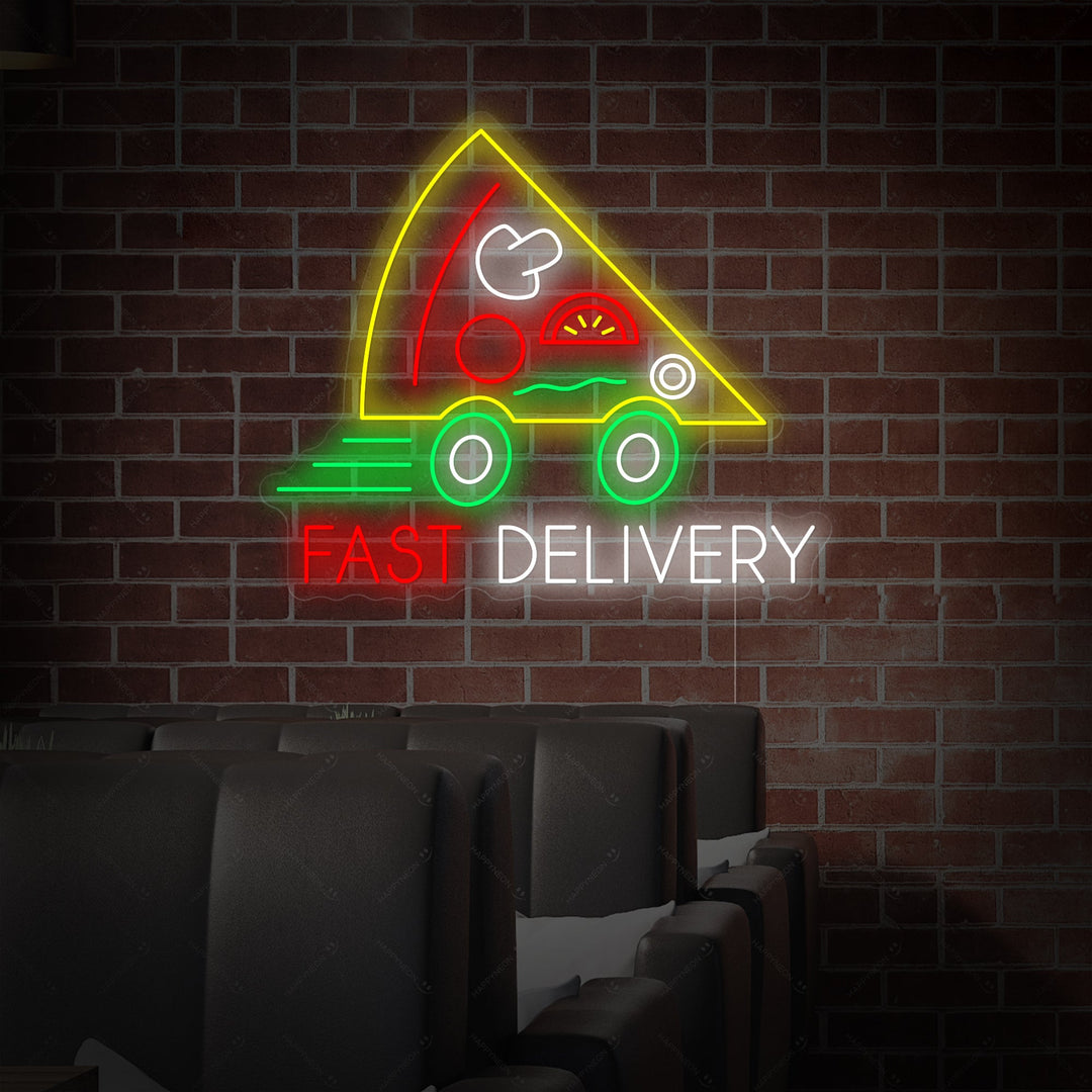 Pizza Fast Delivery Neon Sign, Pizza Neon Sign