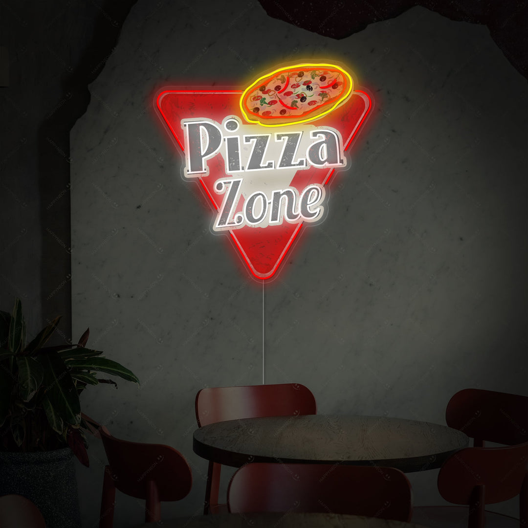 "Pizza Zone" Neon Sign, Pizza Neon Wall Art, Pizza Decor