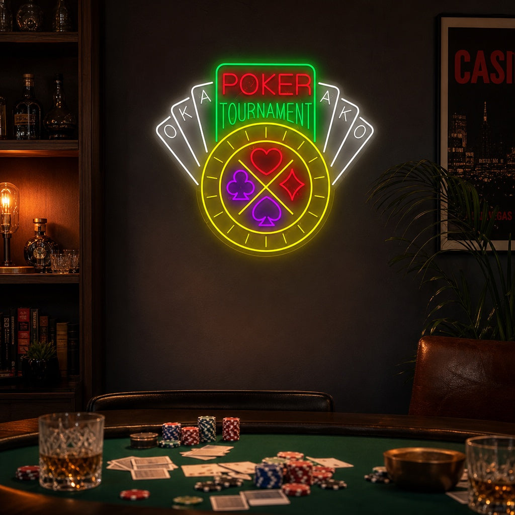 "Poker Tournament" Neon Sign, Poker Neon Sign, Casino Neon Sign