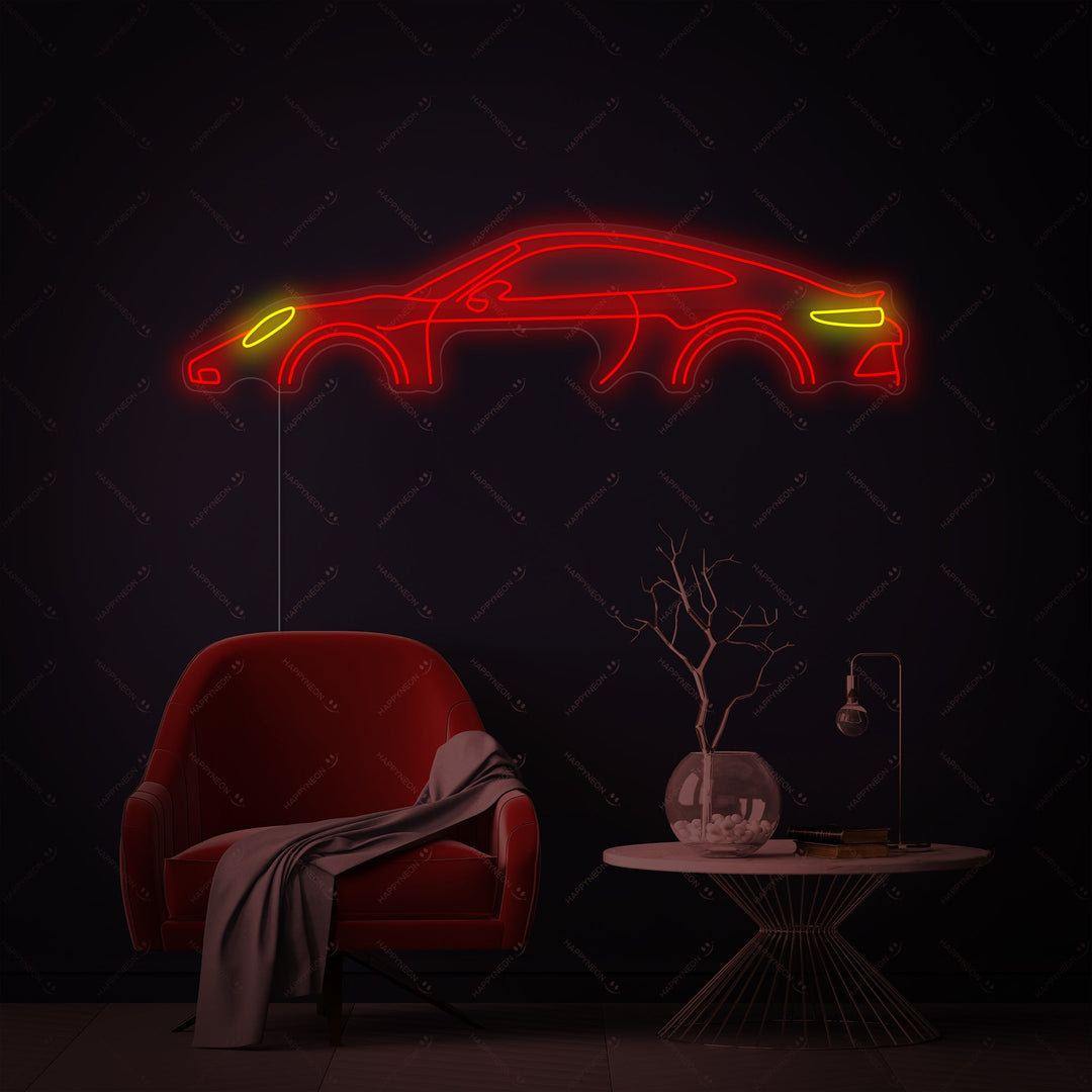 Porsche Car Neon Sign, Porsche Garage Wall Sign, LED Porsche Sign