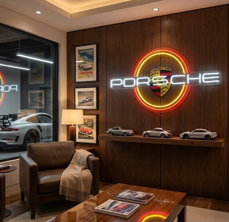 "Pors Car Logo With Circle" Neon Sign