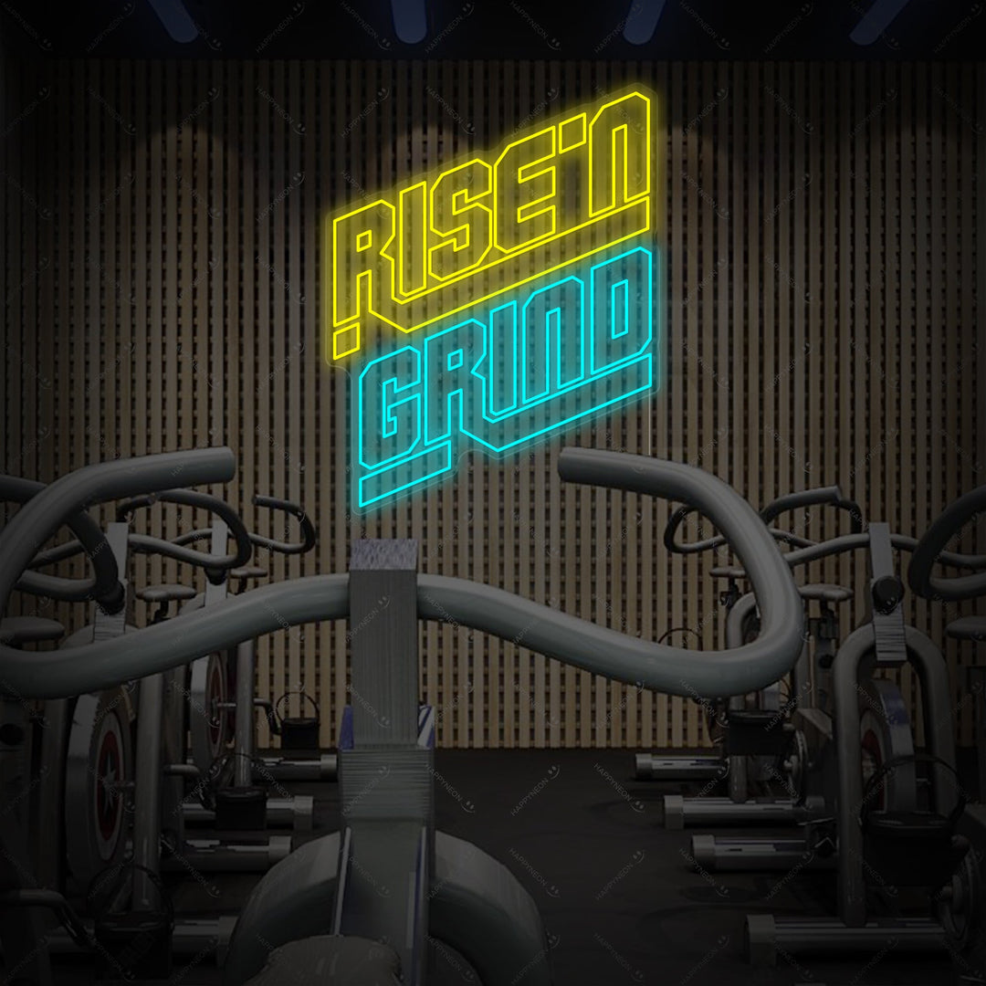 "Rise'n Grind" Neon Sign, Gym Neon Sign, Fitness Neon Sign, Office Neon Sign