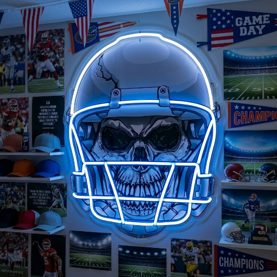 "Skull Football Helmet" Neon Sign