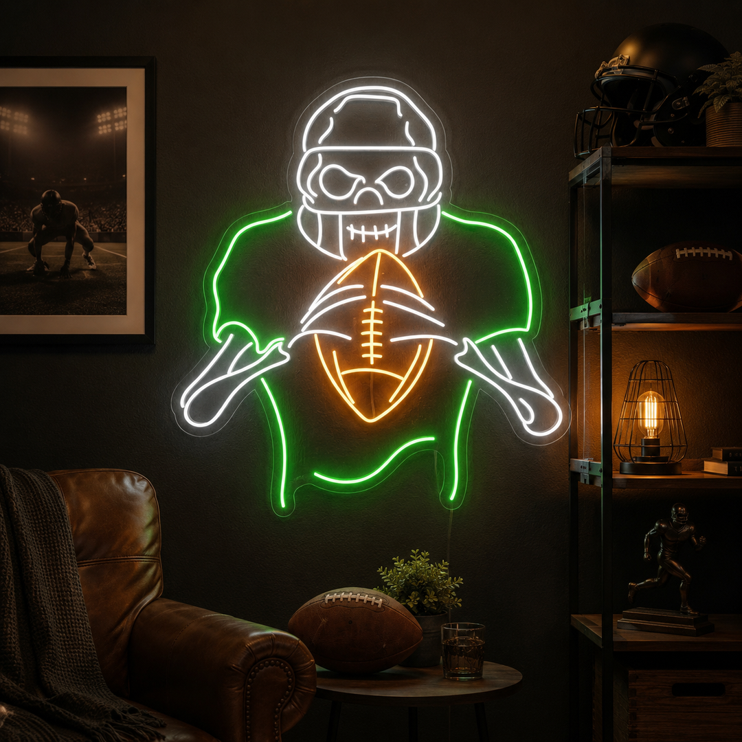 "Skull Football Player" Neon Sign