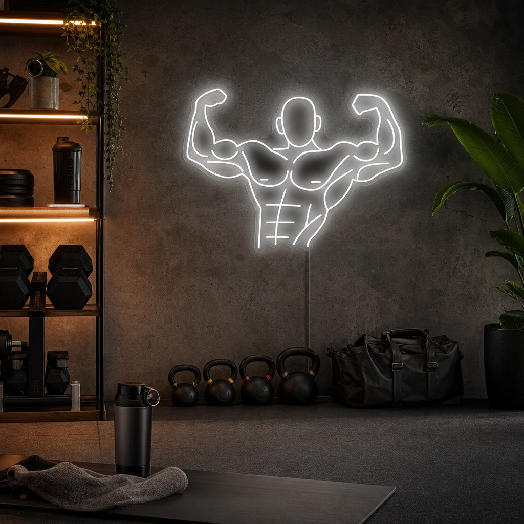 Muscle Man Neon Sign, Fitness Neon Sign, Fitness Wall Decor neon sign product image