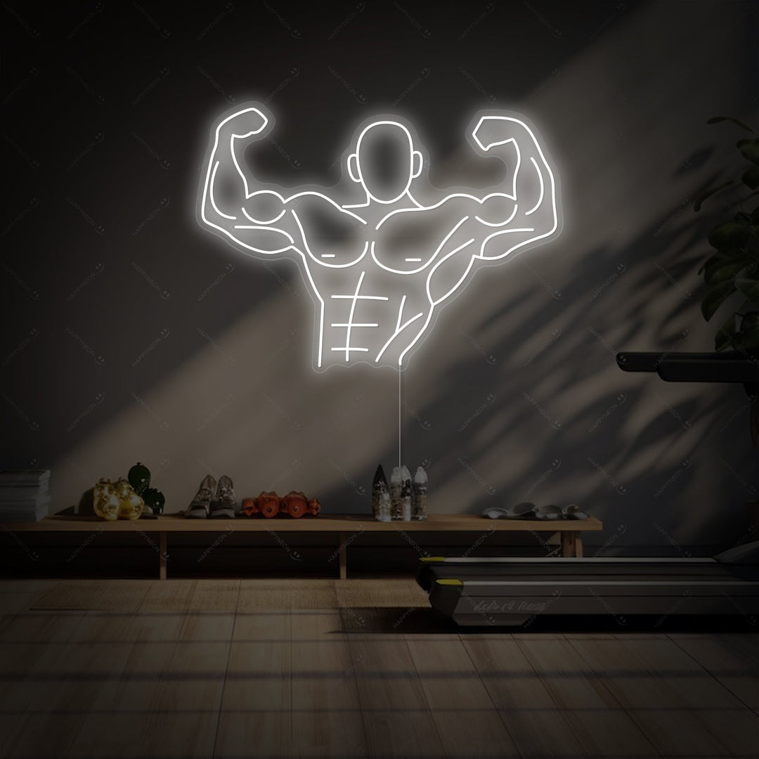 Muscle Man Neon Sign, Fitness Neon Sign, Fitness Wall Decor