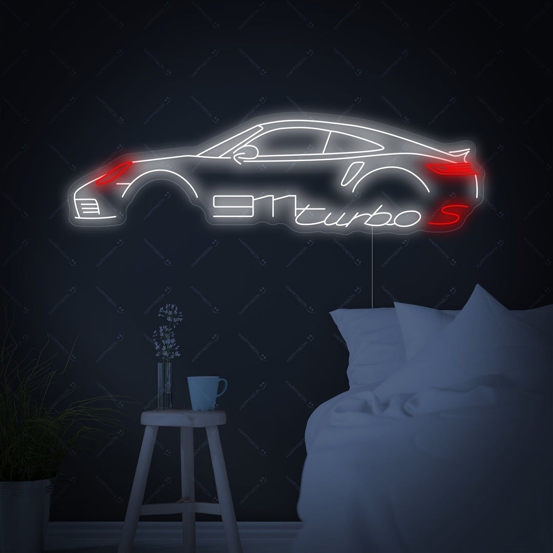 911 Turbo S Car Neon Sign, Porsche Garage Neon Sign, Porsche Wall Sign