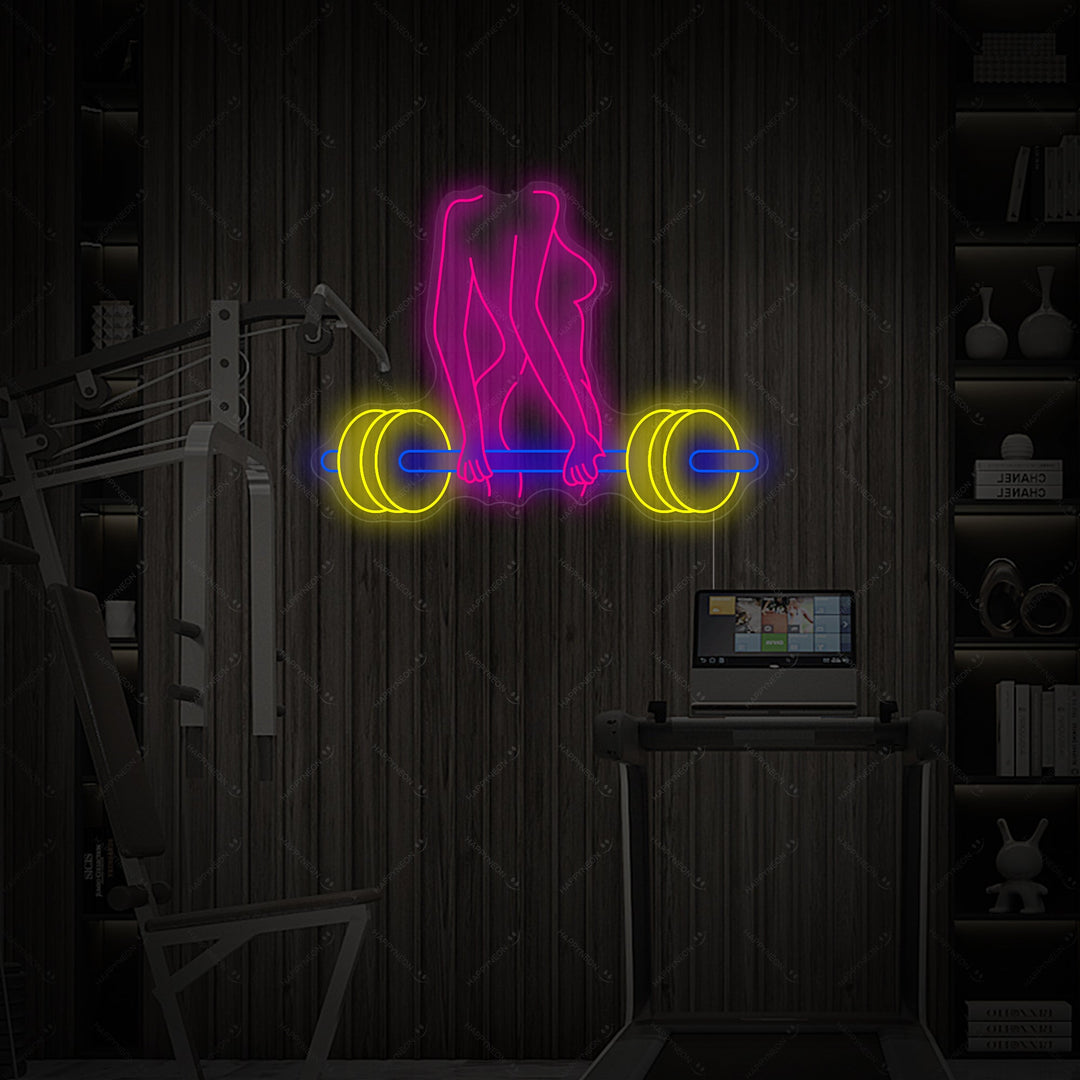 "Woman Barbell" Neon Sign, Gym Neon Sign, Fitness Neon Sign, Sexy Body Neon Sign