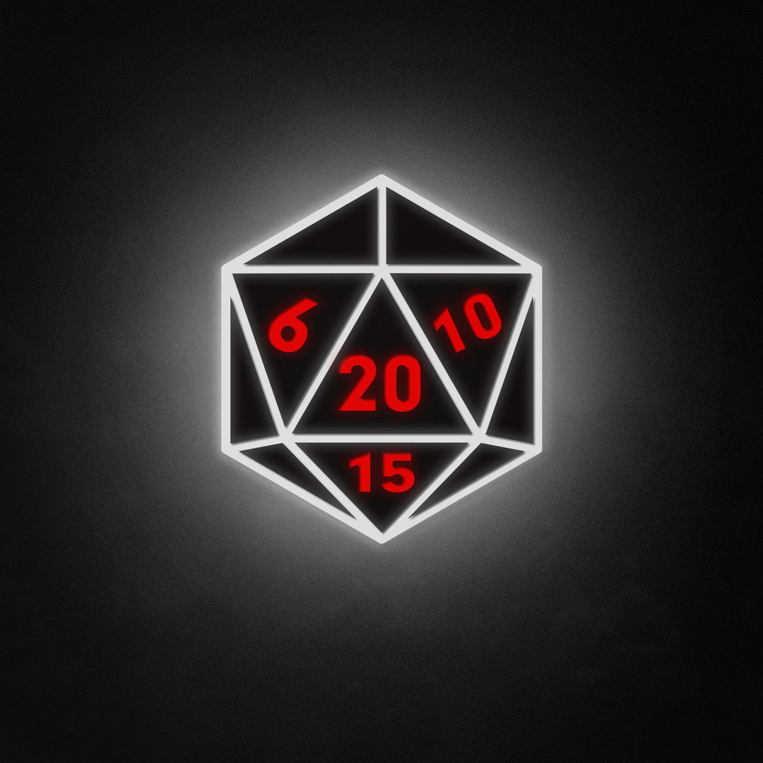 "20 Sided Dice" Neon Like Sign