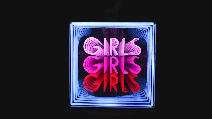 "Girls Girls Girls" 3D Infinity LED Neon Sign