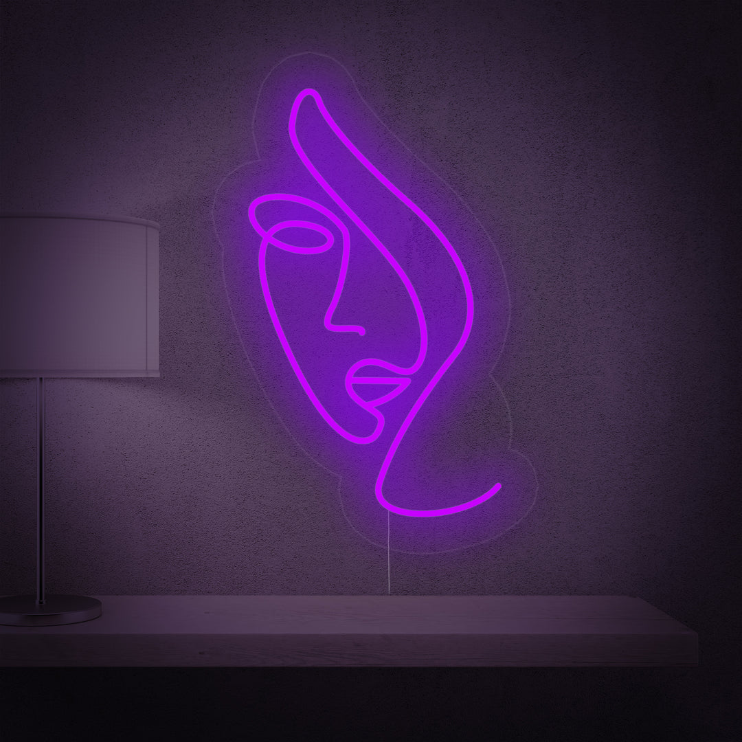 "Abstract Lady Face" Neon Sign