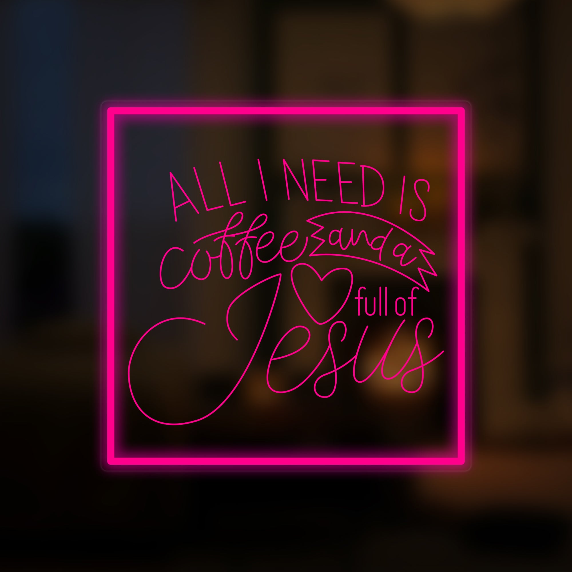 "All I Need is Coffee and a Heart Full of Jesus" Mini Neon Sign, Coffee Bar Sign