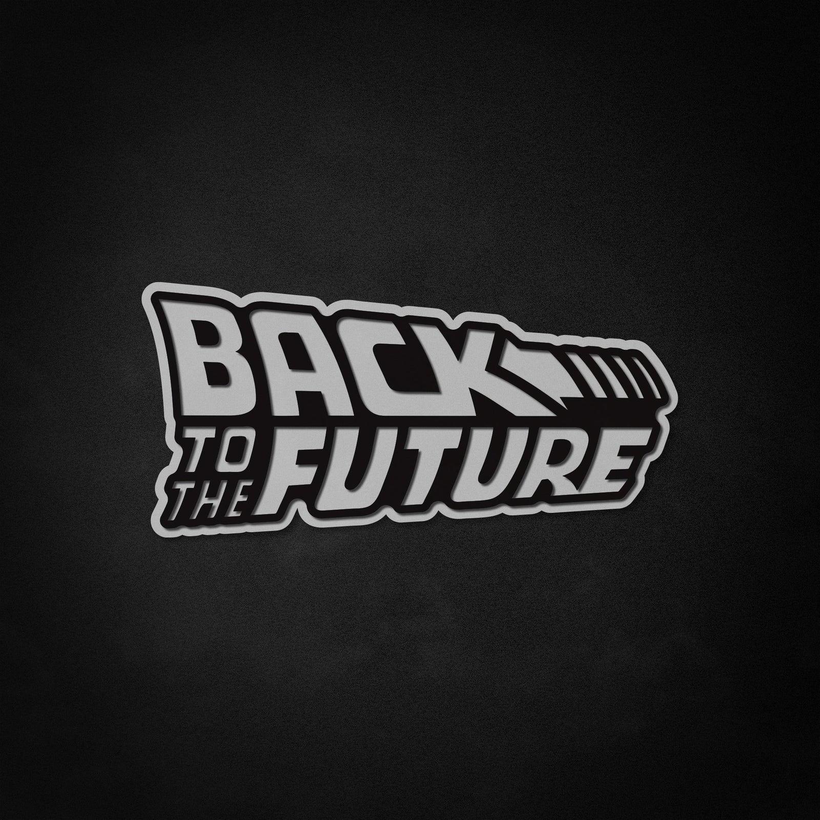 A close-up view of the stylized, multi-dimensional 'Back to the Future' movie logo used for this neon-style sign design.