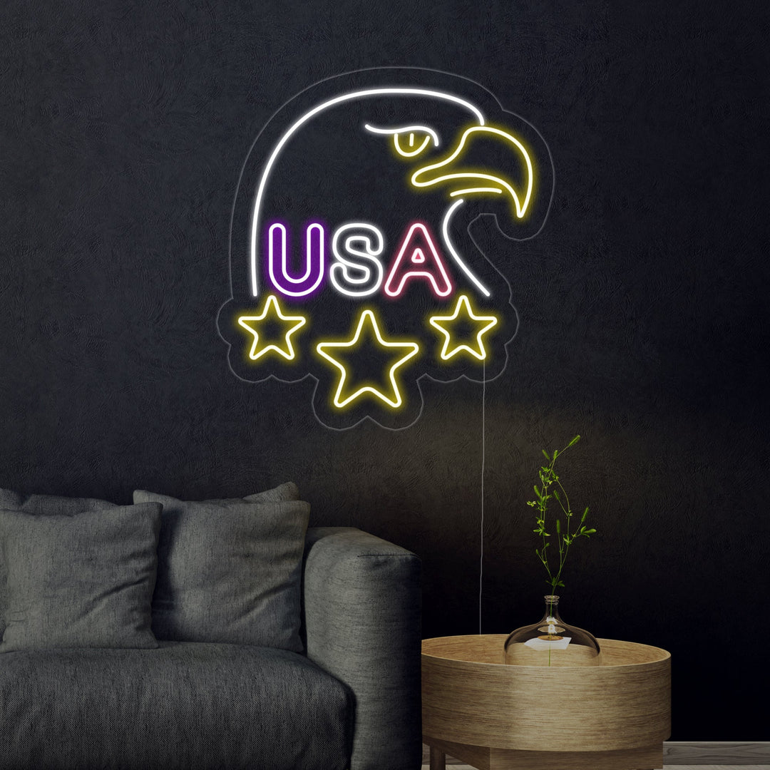 "Bald Eagle USA" Neon Sign