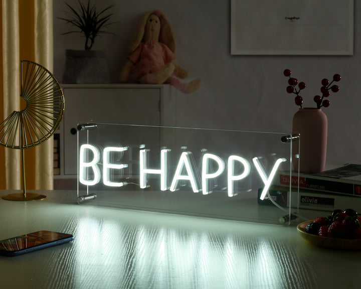 "Be Happy" Desk LED Neon Sign