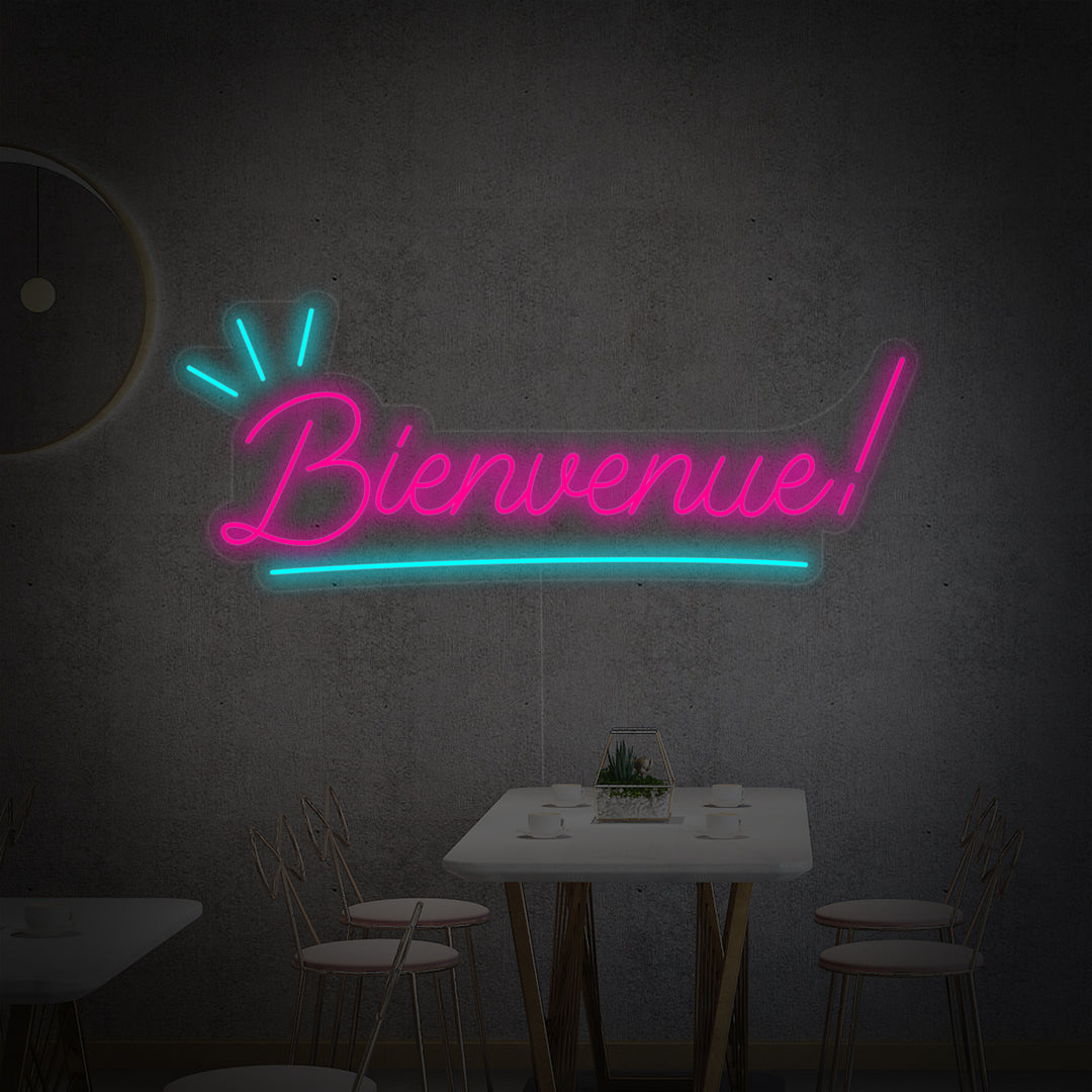 "Bienvenue Welcome French" Neon Sign