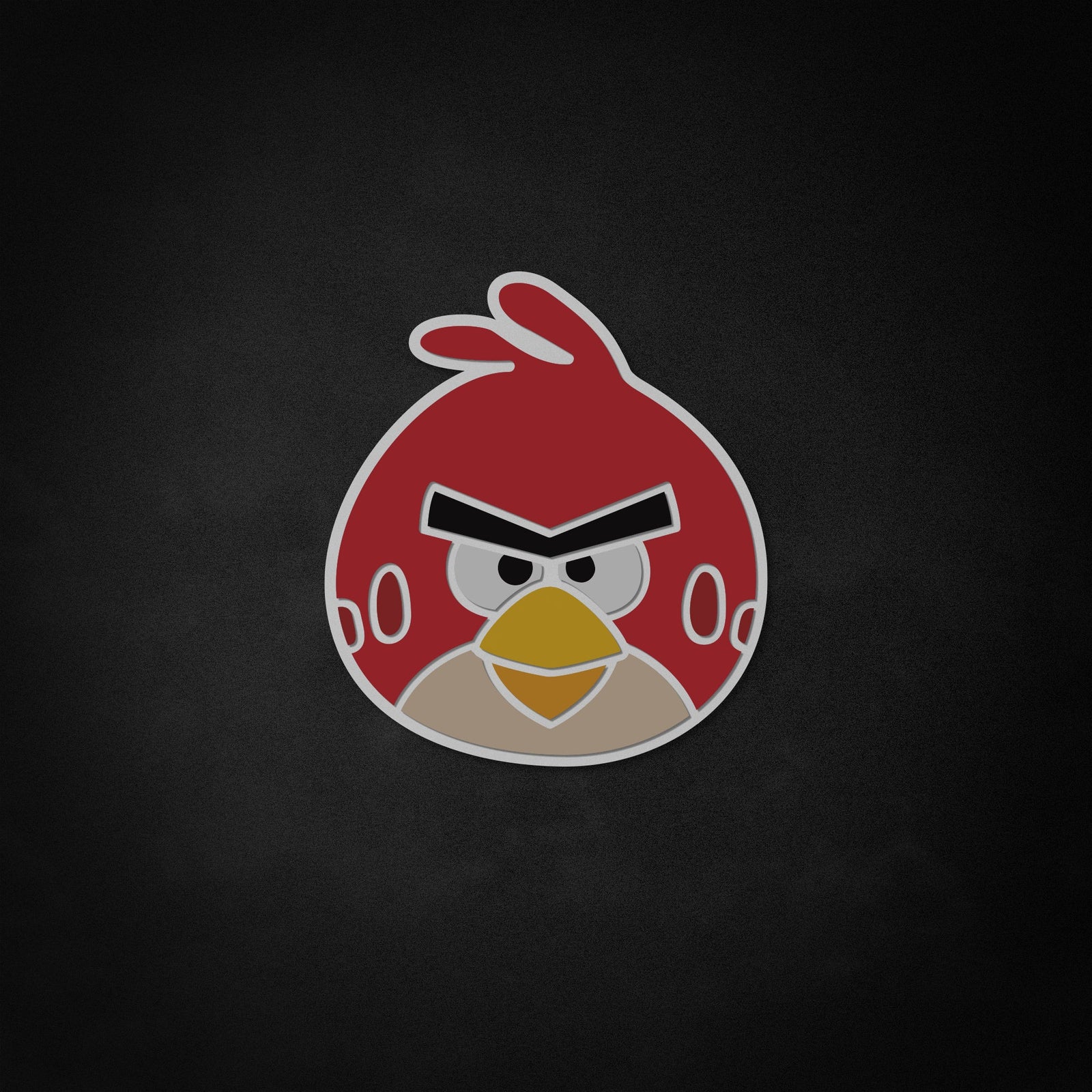 Close-up illustration of the specific red character featured in the 'Bird' neon like sign design, showing precise details and colors.