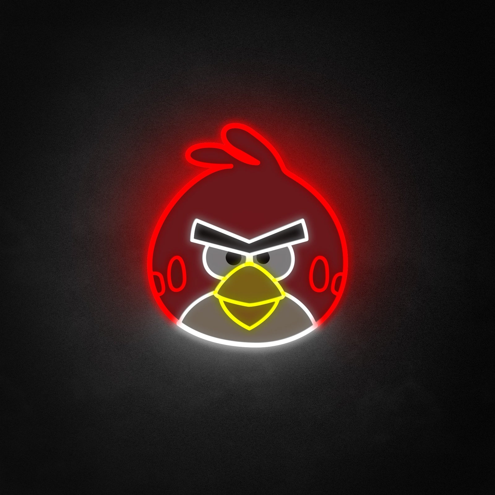 A vibrant, glowing 'Bird' neon like sign depicting the recognizable red character, suitable for playful wall decor.