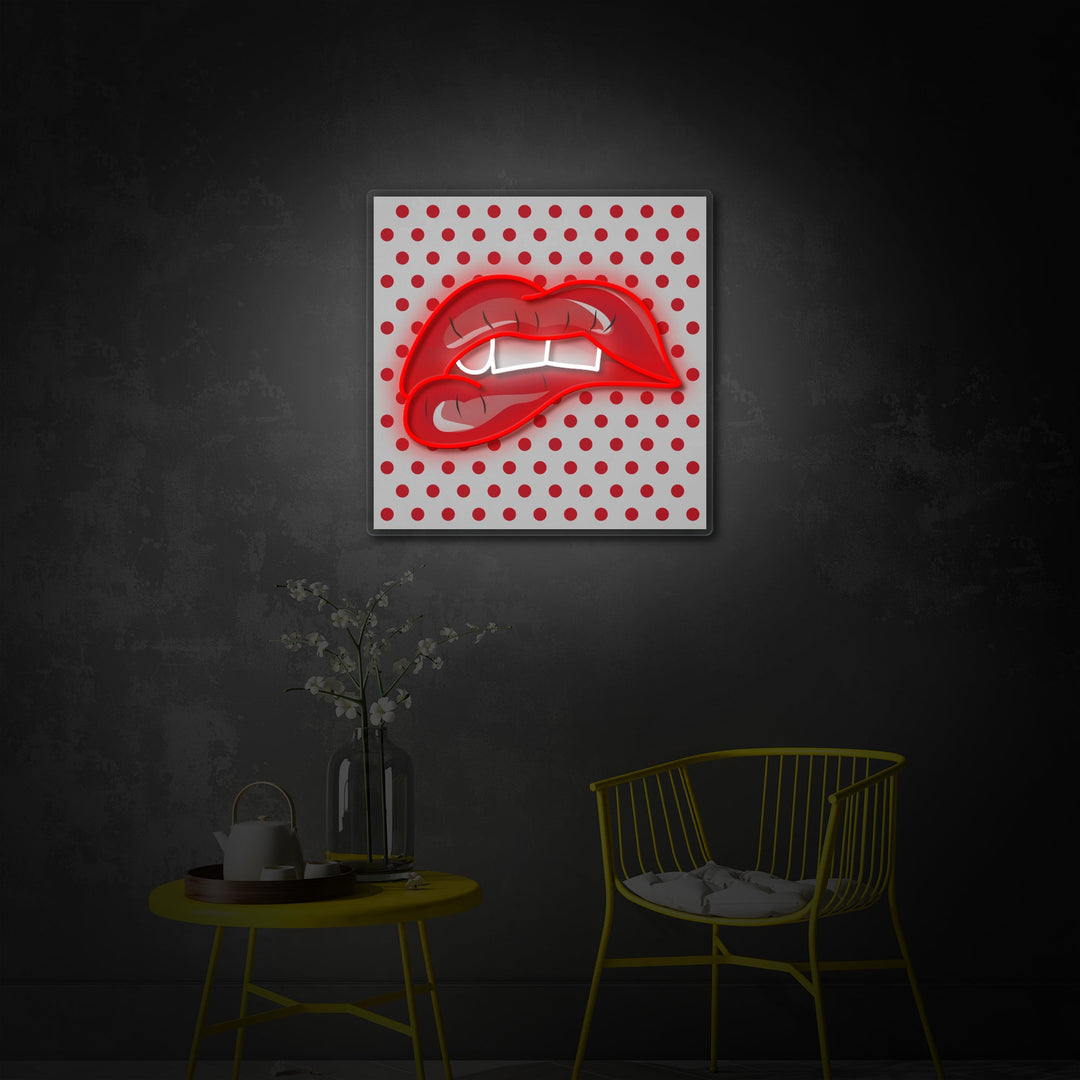 "Biting Her Red Lips" UV Print LED Neon Sign