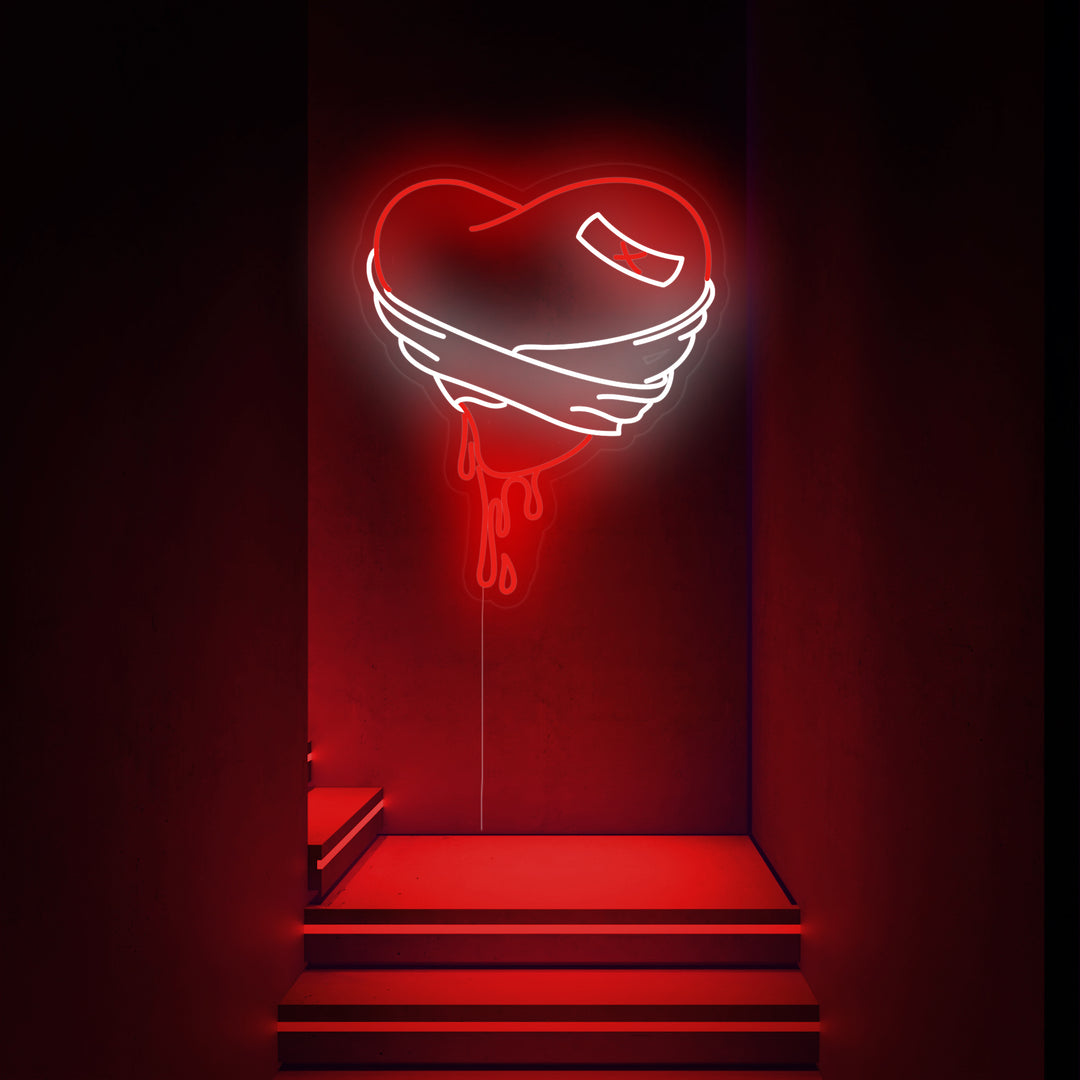 "Bleeding Broken Heart" Neon Sign