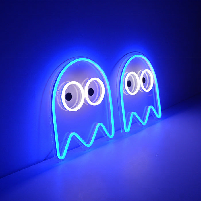 "Blue Ghost Game, Gamer Bedroom Wall Art" Neon Sign