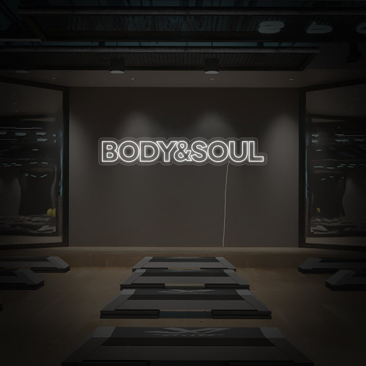 "Body and Soul, Gym Decor, Gym Quotes, Fitness Quotes, Workout Quotes" Neon Sign