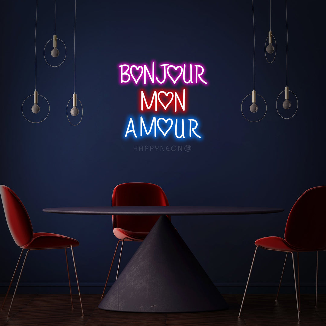 "Bonjour mon amour (Hello my love)" Neon Sign