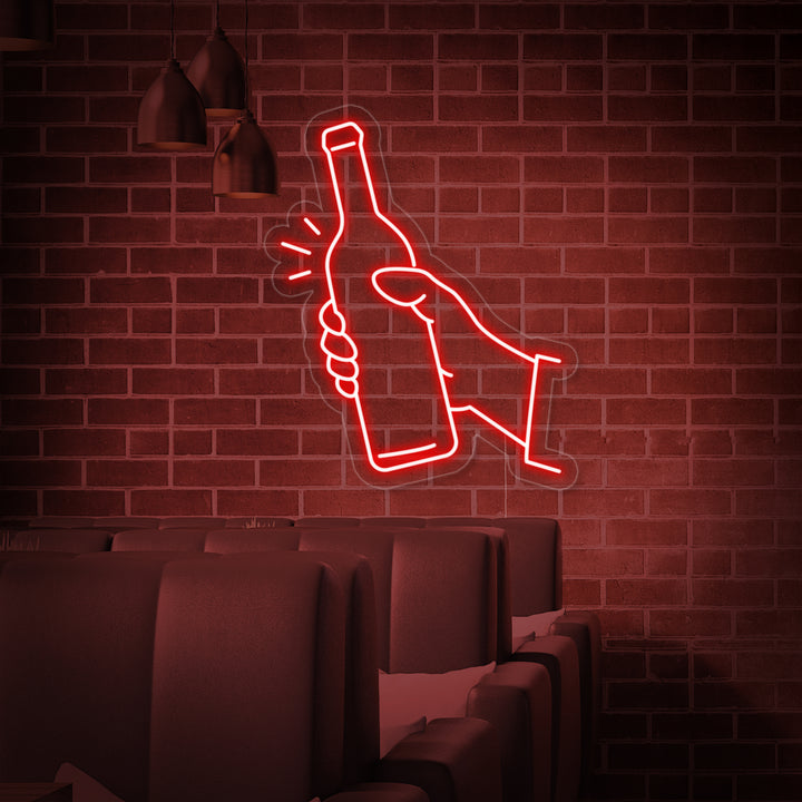 Design rendering of the Bottle of Wine neon sign with a clear acrylic backing.