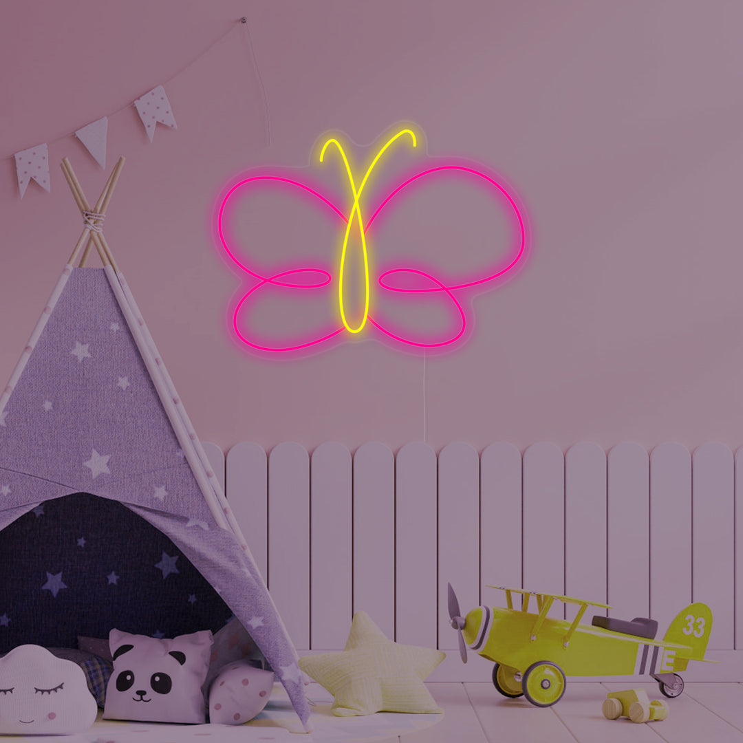 Butterfly Neon Sign, Kids Room Decor