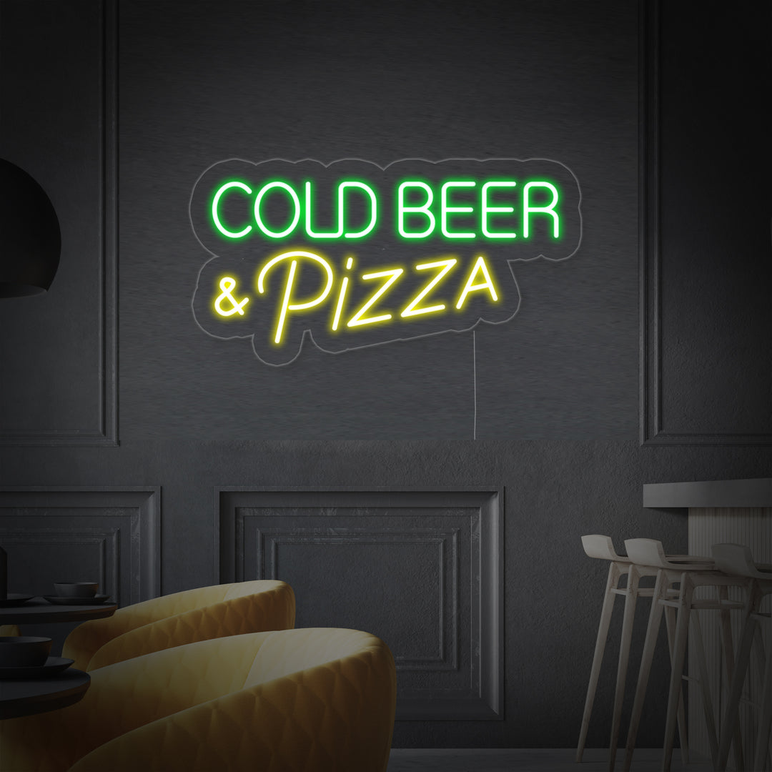 "COLD BEER PIZZA" Neon Sign
