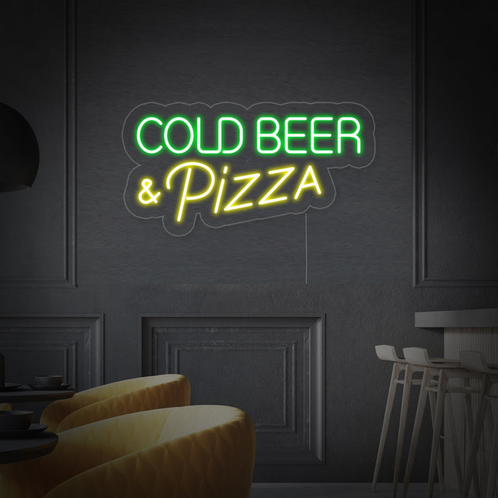 COLD BEER PIZZA Neon Sign, Pizza Open Neon Sign neon sign design image