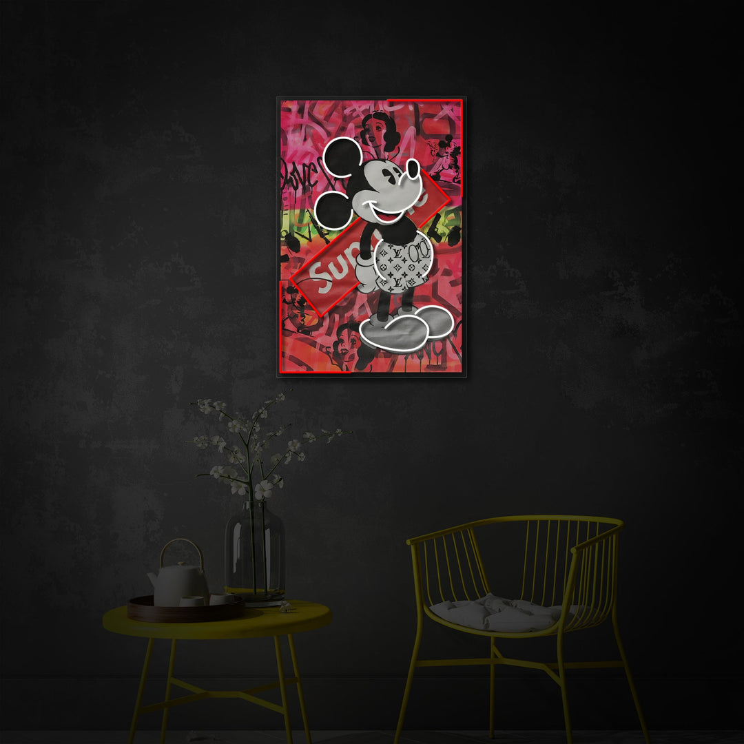 "Cartoon Mouse Pop Art" UV Print LED Neon Sign