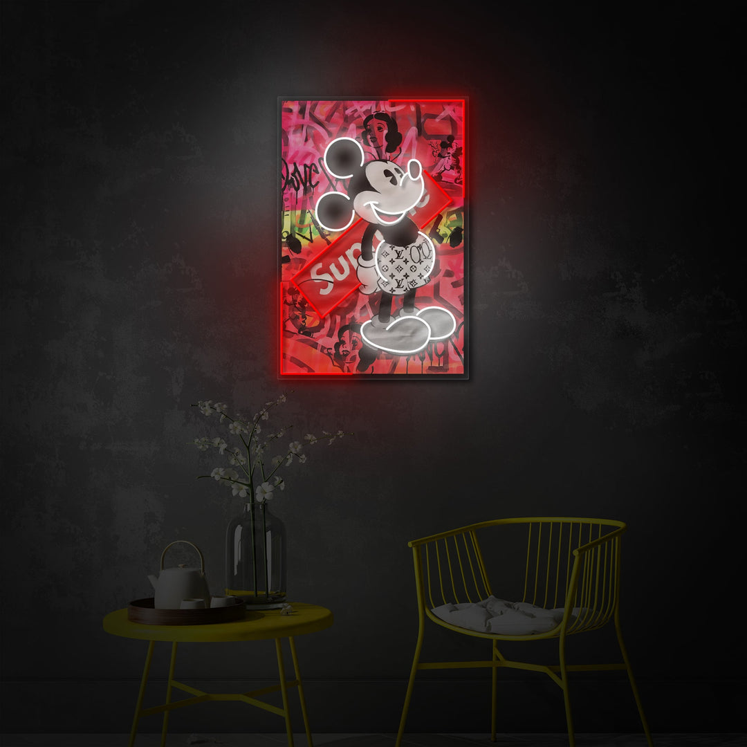 "Cartoon Mouse Pop Art" UV Print LED Neon Sign