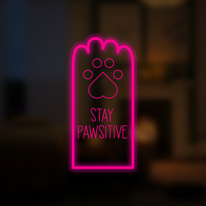 "Cat Stay Paw Positive" Mini Neon Sign