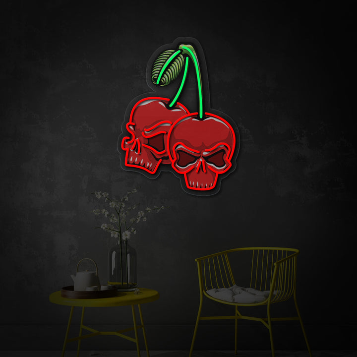 "Cherry Old Skull" UV Print LED Neon Sign