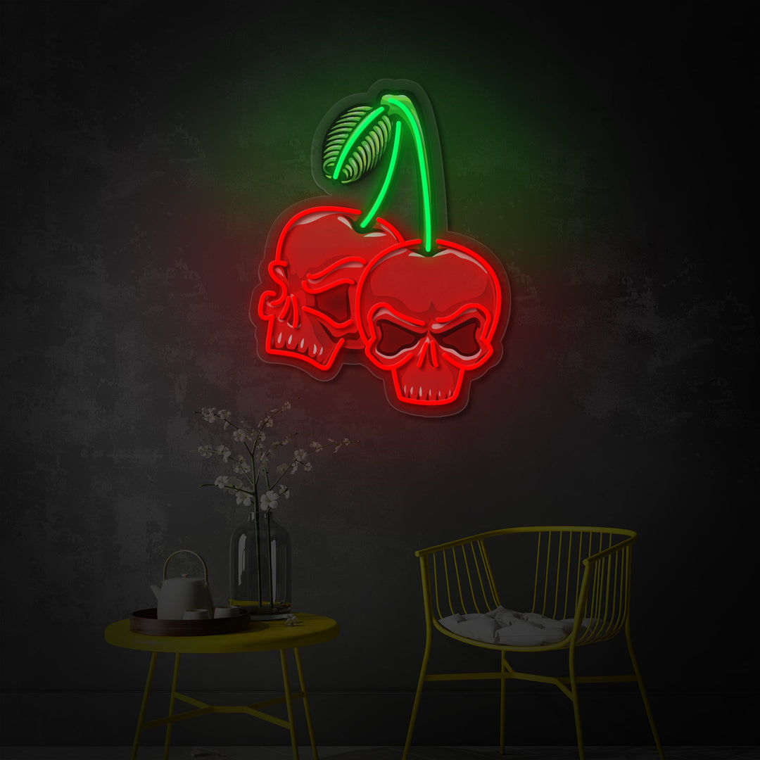 "Cherry Old Skull" UV Print LED Neon Sign
