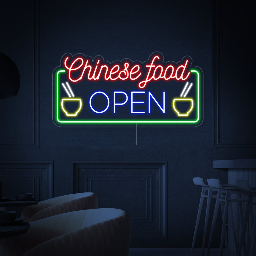 "Chinese Food Open" Neon Sign